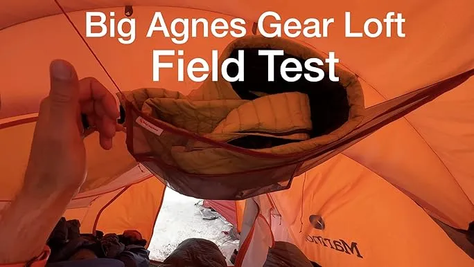 Big Agnes Gear Loft installation inside tent showing overhead storage